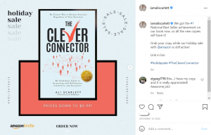 Instagram Post from Ali that showcase's the cover of his book, The Clever Connector