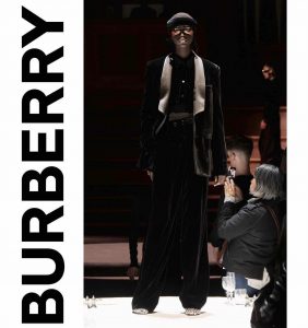 body shot of Anyiang Yak modeling for Burberry