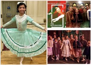 collage of Lily performing the ballet with the cast