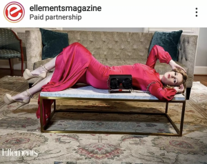 Lindsey modeling on a couch from the editorial