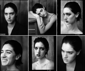 collage of portraits of Liz from the Vogue editorial