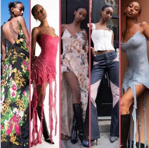 collage of Redeate modeling different fashions for Dana Foley