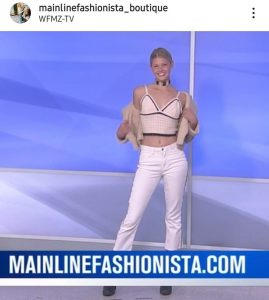 still of Ava modeling on a TV news segment for Main Line Fashionista