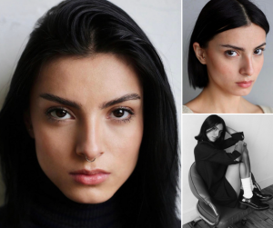 collage of Fatima feauring two headshots and a reclining pose