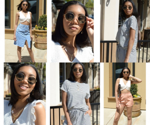 Collage of Alayla modeling in different outfits for the Esley social campaign