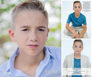 collage of headshots of Maeson as he appears in the magazine features