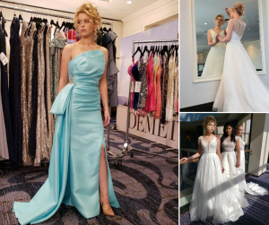 behind the scenes of Paris modeling in bridal gowns and prom gowns for the bridal show