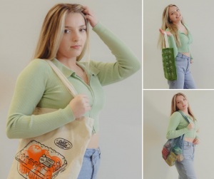Anika modeling in different poses and with different fashion bags as she appears in Drake Magazine