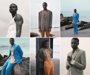 collage of Joseph modeling as he appears in the editorial