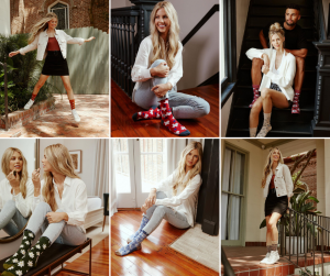 collage of Hailey modeling socks in different poses 