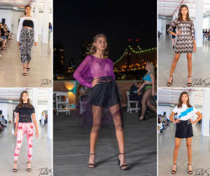 collage of Francesca modeling in different designer outfits at NYFW