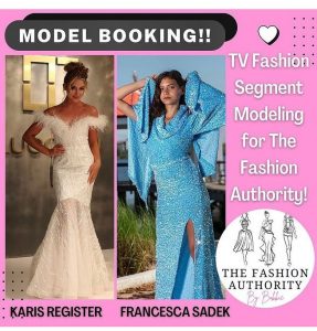promotional image of Francesca and Karis announcing their live TV fashion show booking