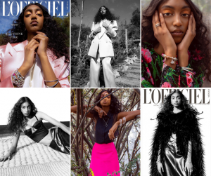 collage taken from the editorial spread of Tiana modeling