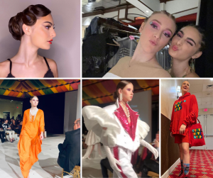collage of Red Bank models modeling at ACFW as well as backstage