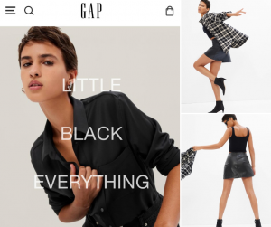 screengrabs of Elisa modeling different fashion outfits on Gap's website 