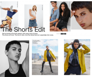 collage of Elisa modeling n the Gap campaign, in the magazine editorial, and in headshots 