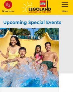 AJ Wong and his family featured on Legoland's website coming off of a waterslide