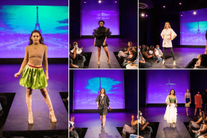 collage 2 of Barbizon Southwest alumni walking on the runway for a collection at the fashion show