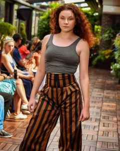 Nadia posing on the runway at New York Fashion Week