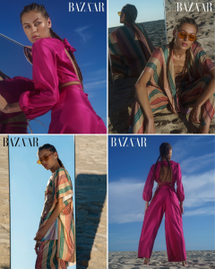 collage of Joana modeling as she appears in Harpers Bazzar