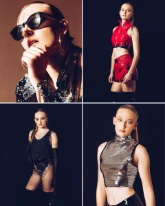 collage of Mikalah modeling in the campaign