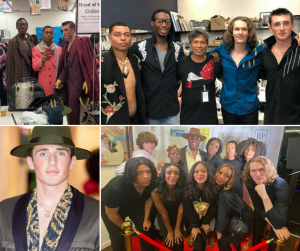 collage of Barbizon alumni at the FTM Fashion week including a three group photos and a close up of a model walking in the show